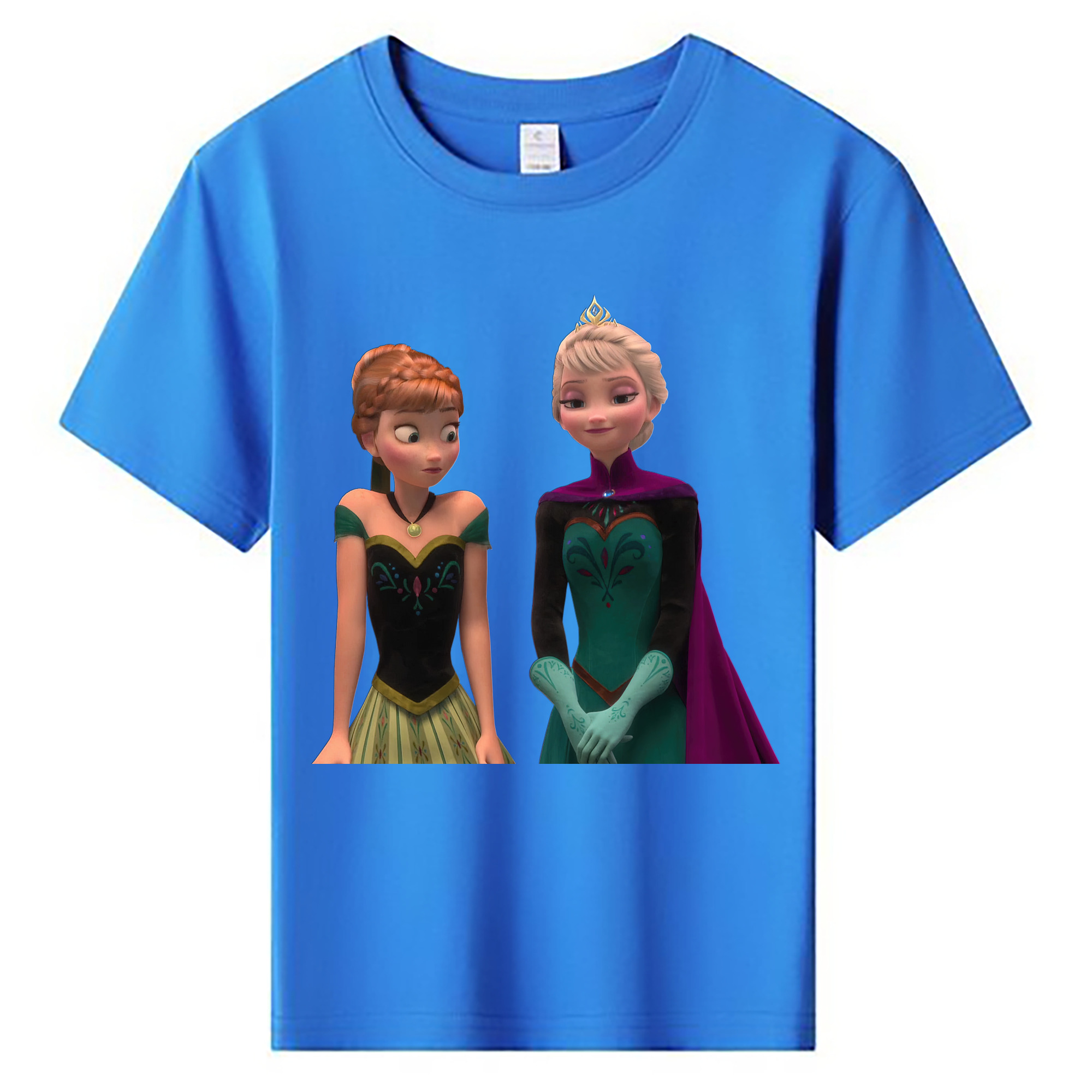 （画像用） アナと雪の女王 アンナ エルサ Frozen Anna Elsa 綿100％キッズTシャツ（フロントプリント）